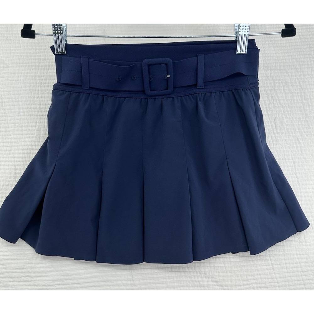 Offline by Aerie Real Me Belted Pleated Skort with Belt XS Navy Blue Pockets